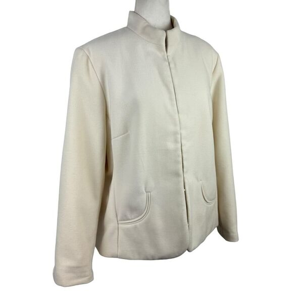 Chicos Mandarin Collar Blazer Jacket Size XL 16 Off White Lined Career Job - Picture 10 of 13
